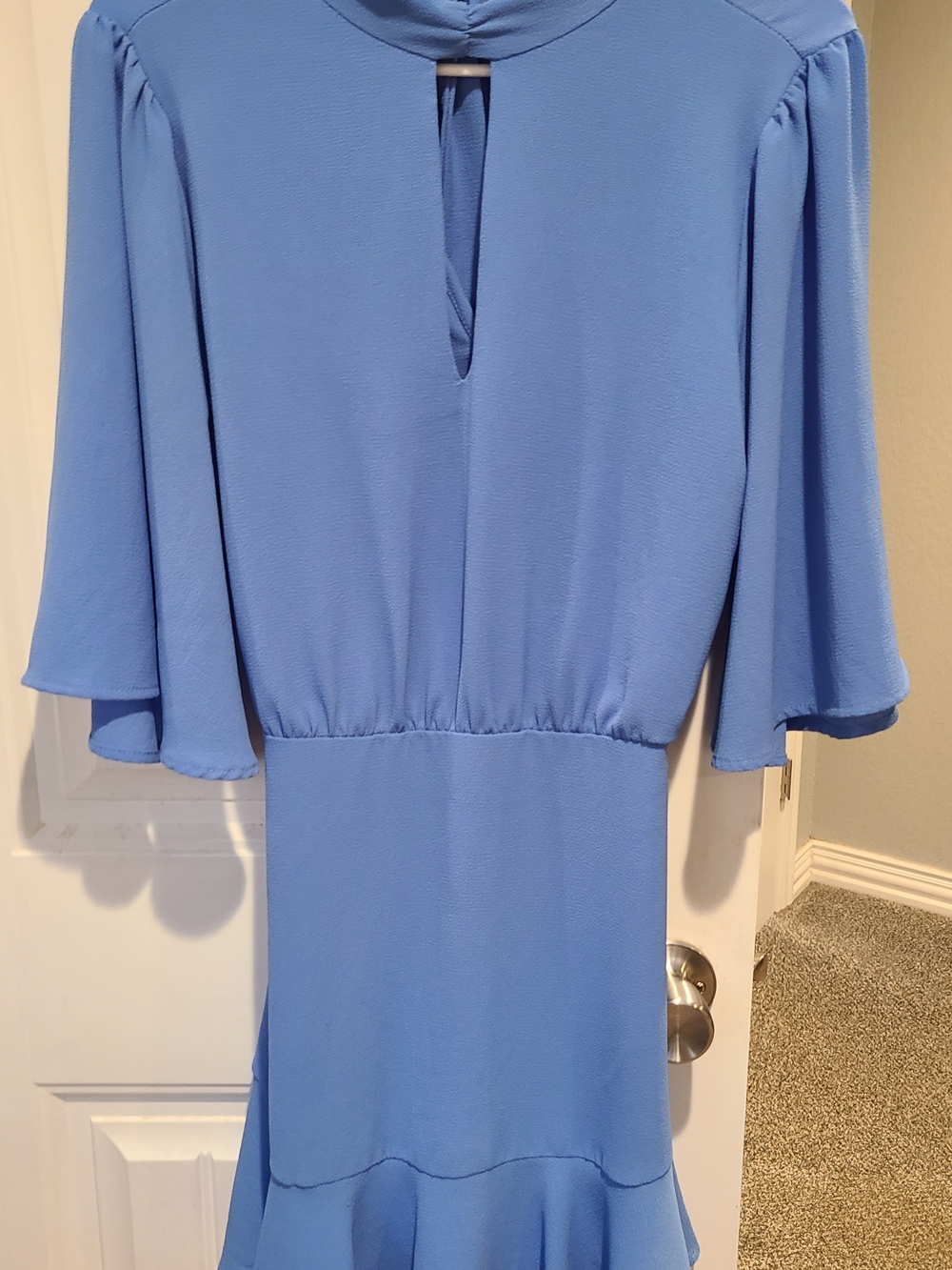 Vici Light Blue Flutter Sleeve Midi Dress